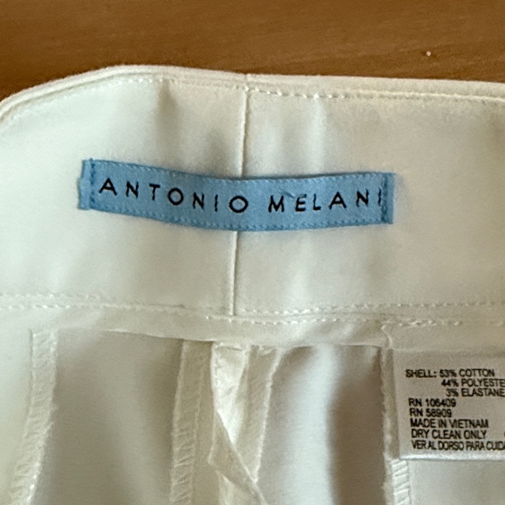 ANTONIO MELANI WHITE MAXINE FIT FLARED SHABBY CHIC DRESS PANTS SZ 2 BUSINESSWEAR - Picture 12 of 15